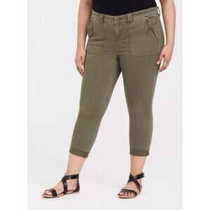 NWT Torrid Crop Twill Military Pants Olive Green Utility Women's Plus Size 26